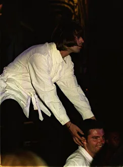 Liam Gallagher of Oasis at their Knebworth concert 1996 Liam Gallagher of Oasis at their Knebworth concert 1996