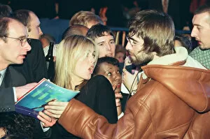Images Dated 19th February 1996: Liam Gallagher, singer with pop rock group Oasis, at The Brit Awards