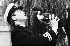 00137 Gallery: Lieutenant Geoffrey Mackett with King Cormorant 1982 which he brought back to