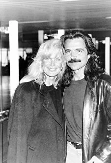 Images Dated 1st April 1993: Linda Evans American Actress at Heathrow Airport with her boyfriend Greek musician Johnny