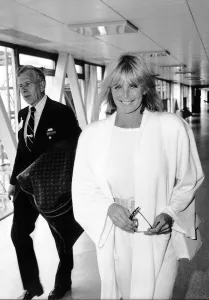 Linda Evans American Actress at Heathrow Airport May 1987 Linda Evans American Actress at Heathrow Airport May 1987