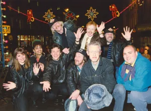 Lindisfarne and DJ Alan Robson (wearing tie), at the switching on of Newcastle' Lindisfarne and DJ Alan Robson (wearing tie), at the switching on of Newcastle'