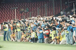 Images Dated 1st July 1990: Line of photographers at England v Cameroon World Cup Quarter Final match at the Stadio