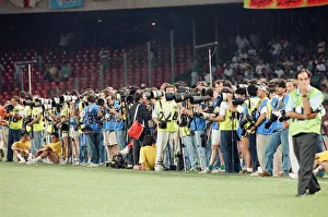 Images Dated 1st July 1990: Line of photographers at England v Cameroon World Cup Quarter Final match at the Stadio