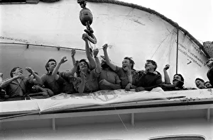 The liner QE2 departing from Southampton docks to take the British soldiers off to war in The liner QE2 departing from Southampton docks to take the British soldiers off to war in
