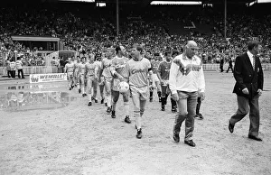 Liverpool coach Ronnie Moran walks out on to the pitch at Wembley as he leads his side Liverpool coach Ronnie Moran walks out on to the pitch at Wembley as he leads his side