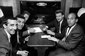 Liverpool football players sitting in first class as they wait for train to depart Liverpool football players sitting in first class as they wait for train to depart