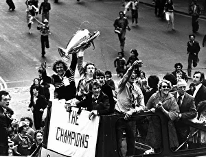 Liverpool football team parade on open top bus 1978 European Cup Winners against Bruges Liverpool football team parade on open top bus 1978 European Cup Winners against Bruges