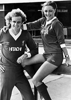 Liverpool footballer Phil Thompson with model Toni Byrne Liverpool footballer Phil Thompson with model Toni Byrne