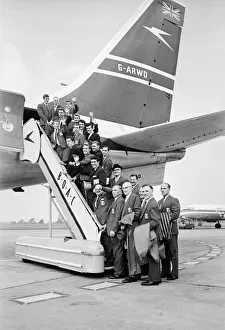 00244 Gallery: Liverpool footballers and their manager Bill Shankly board their Iceland bound flight at