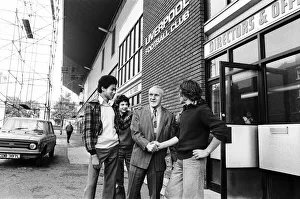 Liverpool manager Bill Shankly greets young fans outside the directors office at Anfield Liverpool manager Bill Shankly greets young fans outside the directors office at Anfield