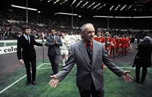 Liverpool manager Bill Shankly leads out his team on to the pitch at Wembley Stadium for Liverpool manager Bill Shankly leads out his team on to the pitch at Wembley Stadium for