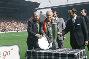 Liverpool manager Bill Shankly receives the Bells Whisky Trophy for Manager of the Year Liverpool manager Bill Shankly receives the Bells Whisky Trophy for Manager of the Year