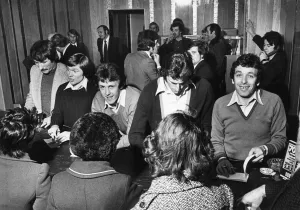 Liverpool players Tommy Smith, Brian Hall, Jimmy Case and Ray Clemence sign autographs Liverpool players Tommy Smith, Brian Hall, Jimmy Case and Ray Clemence sign autographs