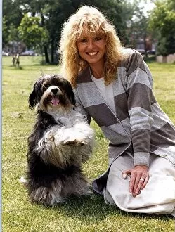 Images Dated 13th October 1988: Liza Goddard actress with mongrel dog Pippin who starred in Woof childrens programme