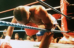 LLoyd Honeyghan Boxing Down for the count on one during his fight against Mark Breland LLoyd Honeyghan Boxing Down for the count on one during his fight against Mark Breland