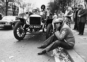 Images Dated 8th November 1982: London to Brighton Veteran Car Rally 1982. DJ Terry Wogan sits
