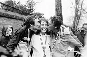Images Dated 29th March 1981: London Marathon 1981, Sponsored by Gillette, Sunday 29th March 1981. Two men and a girl