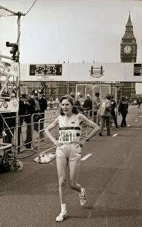1982 Collection: London Marathon 1982 Joyce Smith finishing the Marathon - The first woman home