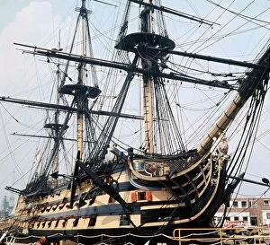 Images Dated 1st January 1975: Lord Nelsons Flag ship HMS Victory which lead in the battle of Trafalgar