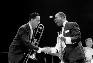 00479 Gallery: Louis Armstrong Jazz Musician - May 1956 during his first concert in Great Britain