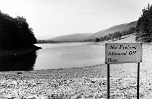 Images Dated 25th July 1990: Low water levels at Dolygaer Reservoir in the Brecon Beacons, south Wales