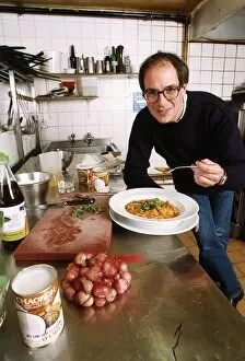 Images Dated 16th May 1994: Loyd Grossman TV Presenter of Master Chef in his wn kitchen trying out his own cooking