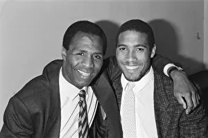 Images Dated 6th April 1987: Luther Blissett, (left, in striped tie) and John Barnes (right