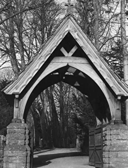 Lych Gate at Brecon Cathedral, Brecon, a market town and community in Powys, Mid Wales Lych Gate at Brecon Cathedral, Brecon, a market town and community in Powys, Mid Wales
