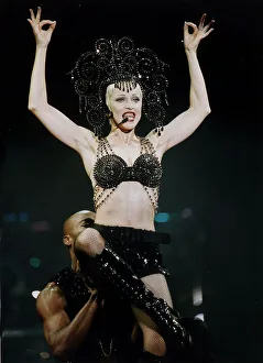 Madonna Pop Singer in Concert at Wembley during her Girlie Show tour Madonna Pop Singer in Concert at Wembley during her Girlie Show tour