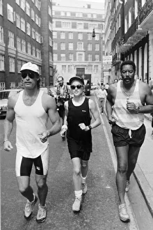 Madonna Pop Singer going for a run with her Bodygaurds Madonna Pop Singer going for a run with her Bodygaurds
