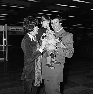 Maggie Smith with her husband Robert Stephens and their son Christopher departing Maggie Smith with her husband Robert Stephens and their son Christopher departing