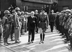 His Majesty King George VI walks through guard of honour formed by ARP wardens during his His Majesty King George VI walks through guard of honour formed by ARP wardens during his