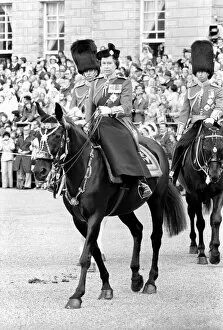 Images Dated 11th June 1977: Her Majesty Queen Elizabeth II on horseback during the trooping celebration ceremony