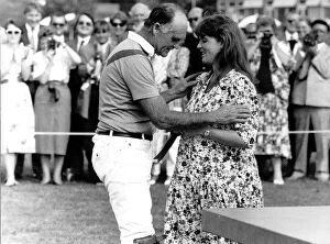 Images Dated 22nd June 1988: Major Ronald Ferguson with his pregnant daughter Sarah at windsor Polo club