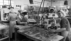 Making pork pies at Newboulds of Middlesbrough. 9th May 1985 Making pork pies at Newboulds of Middlesbrough. 9th May 1985