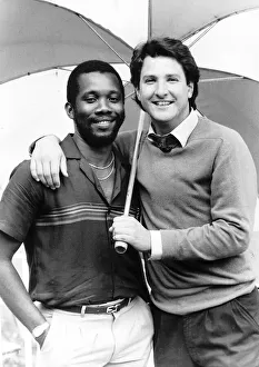Malcolm Marshall left and Mark Nicholas right Hampsire Cricket players team mates Malcolm Marshall left and Mark Nicholas right Hampsire Cricket players team mates