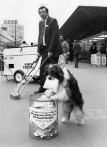 One man and his dog. Malcolm Walden and Pippin clean up the streets One man and his dog. Malcolm Walden and Pippin clean up the streets