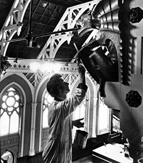 A man at work in Middlesbrough Town Hall. 15th August 1979 A man at work in Middlesbrough Town Hall. 15th August 1979