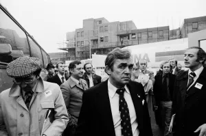 Manager of the Belgian Bruges football team Ernst Happel pictured as the team bus arrives Manager of the Belgian Bruges football team Ernst Happel pictured as the team bus arrives