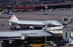 Manchester Airport 1989 British Airways aeroplanes in airport Manchester Airport 1989 British Airways aeroplanes in airport