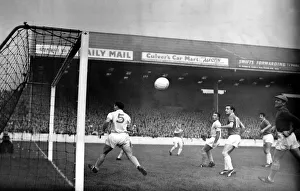 Manchester City goalkeeper Bert Trautmann is out of position as Manchester United score a Manchester City goalkeeper Bert Trautmann is out of position as Manchester United score a