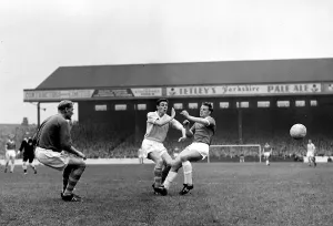 Manchester City goalkeeper Bert Trautmann after making a save from Manchester United Manchester City goalkeeper Bert Trautmann after making a save from Manchester United