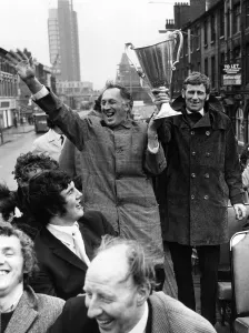 Core93 Gallery: Manchester City manager Joe Mercer and Tony Dunne hold aloft the European Cup Winners
