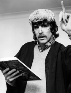 Manchester City's left back Paul Power, wearing a wig and gown. 7th November 1979 Manchester City's left back Paul Power, wearing a wig and gown. 7th November 1979