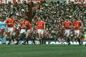Images Dated 4th May 1991: Manchester United 1 v. Manchester City 0. Ryan Giggs is congratulated by team mates