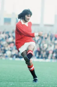 Manchester United footballer George Best in action against Ipswich, 1971 Manchester United footballer George Best in action against Ipswich, 1971
