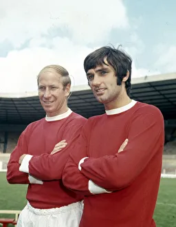 Manchester United footballers Bobby Charlton and George Best at Old Trafford Manchester United footballers Bobby Charlton and George Best at Old Trafford