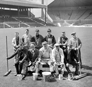 Football Stadium Gallery: Manchester United ground keeping staff May 1966