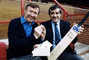 00468 Gallery: Manchester United manager Alex Ferguson with veteran cricketer Fred Truman at Old